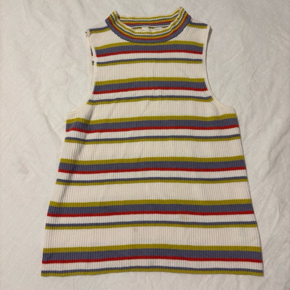 ANTHROPOLOGIE - MOTH Knit Striped High Neck tank top XL